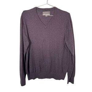 Eddie Bauer Cotton Cashmere V-Neck‎ Sweater Purple Mens Large
